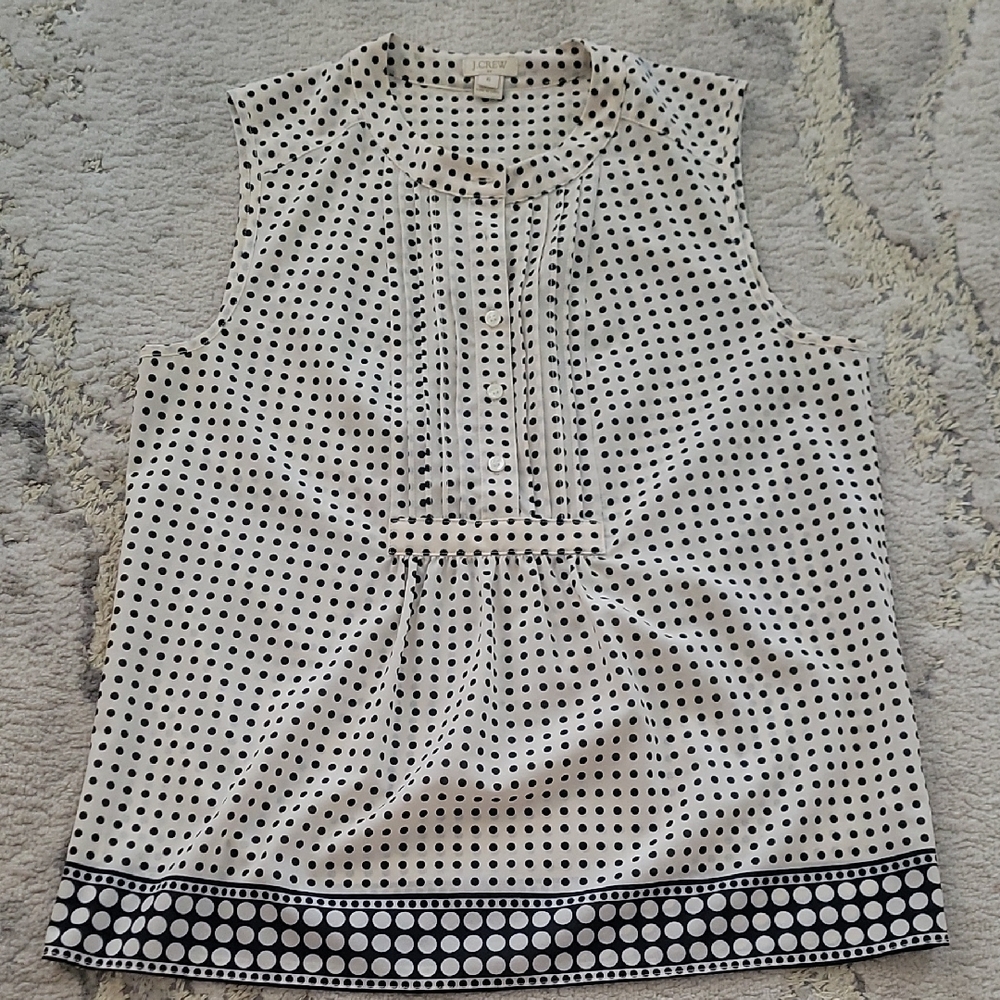 J Crew Polka Dot Sleeveless Top - Blue and White Size 6